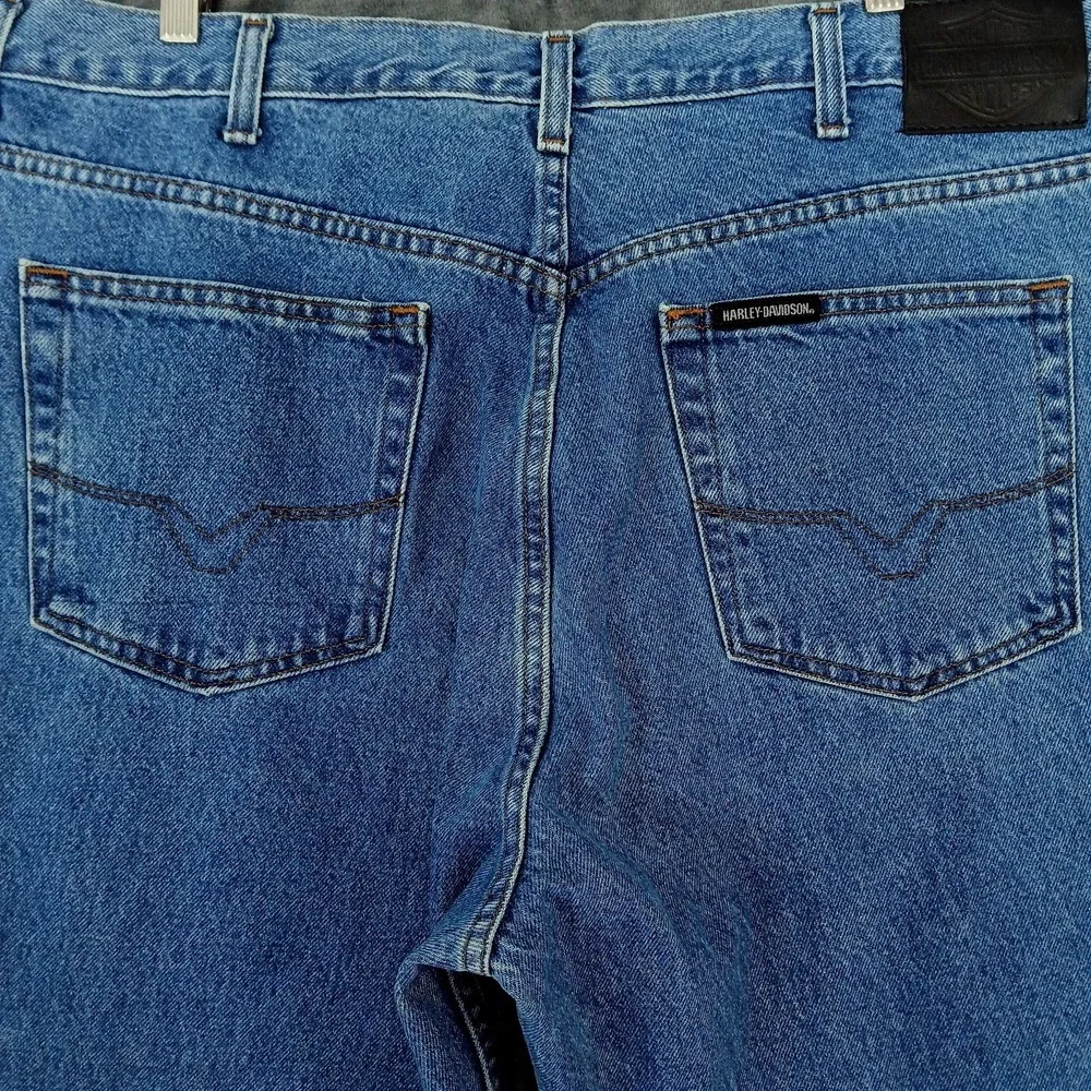 Harley-Davidson Jeans Mens 40x32 Blue Genuine MotorClothes Denim Zip Fly Biker - Picture 7 of 9